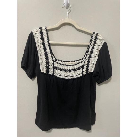 Lucky Brand Women's Crochet Square Neck Cotton Knit Top - Picture 7 of 7